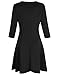 MISSKY Women Scoop Neck 3/4 Sleeve Slim Fit and Flare Swing Casual Dress