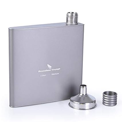 iBasingo Titanium Hip Flask Camping Wine Pot Outdoor Portable Drink Pocket Flagon Liquor Flask for Backpacking,Hiking,Travel