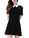 Aphratti Women's Short Sleeve Peter Pan Collar Cute Skater Dress Fit and Flare A-Line Casual Dresses