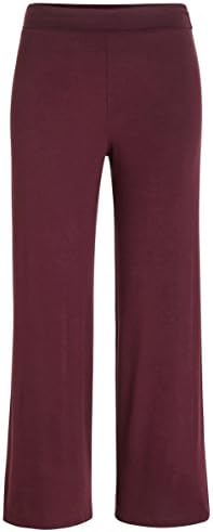 Amie Finery Palazzo Pants For Women Wide Fold Over High Waist Loose Lounge Pants Made In USA Plus Size 3X Raisin Purple