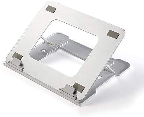 Tchin Laptop Stand Notebook Bracket Protect Cervical Spine Portable High Base Hollow Aluminum Alloy Computer Silver