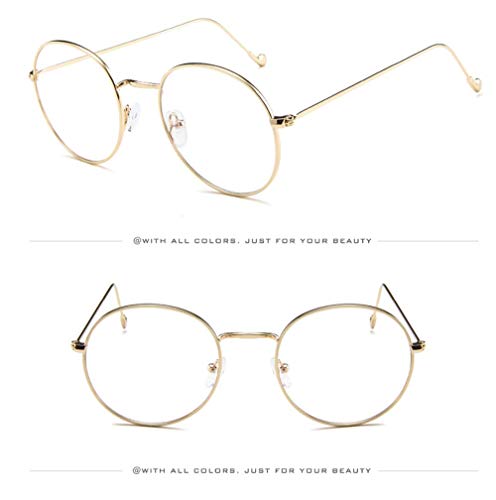 Inshere Retro Round Blue Light Blocking Glasses Eyeglasses Filter Retro Ultra Lightweight Computer Gaming Glasses - Luxury Gold
