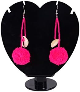 Taashya Womens Earrings Pink round Pompom, with dangling Earring Fashion Jewellery
