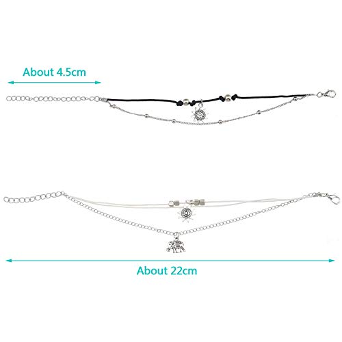 Creative-Idea Men Women Girls Beach Silver Tone Ankle Bracelet Boho Anklet Foot Jewelry 2pcs Sun Set - Thumbnail 3