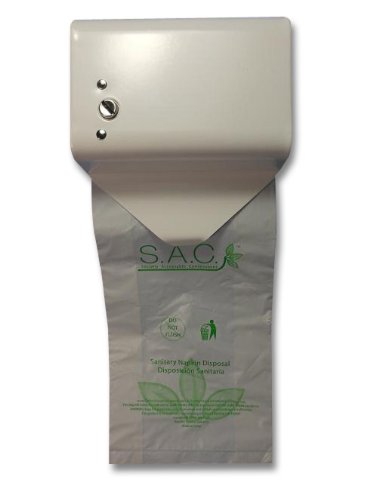 S.A.C SD2012R 22 Gauge Steel Sanitary Napkin Disposal Bag Roll Dispenser, 5-1/4" Length x 5-1/8" Width x 3-1/2" Height, White