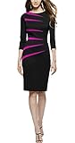 REPHYLLIS Women's Classicial Scoop Neck Retro Business Bodycon Pencil Dress M Rose