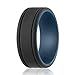 ROQ Silicone Rubber Wedding Ring for Men, Comfort Fit, Men's Wedding Band, Breathable Rubber Engagement Band, 9mm Wide 2mm Thick, 2 Thin Lines Duo Collection, 3 Pack, Blue-Black, Orange-Grey, Red-Black, Size 12