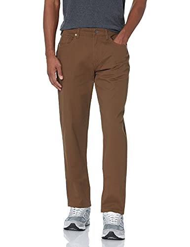 Pantalón de Sarga Elástico con 5 Bolsillos y Ajuste Deportivo (Disponible en Talla Grandes y Largos Especiales) Hombre, Marrón, 40W / 34L