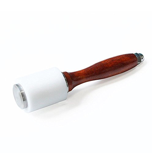 Breynet Wooden Handle Leathercraft Nylon Hammer Mallet, Leather Craft Carving Hammer Sew Leather Stamping Cowhide Supplies Tool Kit for Leathercraft Working 2pcs - Thumbnail 3