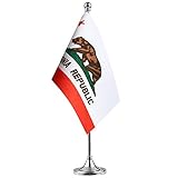 GentleGirl.USA California State Flag Californians CA Flag, Small Mini California State Flag Desk Flag Stick Office Table Flag on Stand Base,Festival Events Celebration,Home Decoration