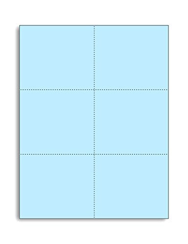 Laser Printer Blank Perforated Cards 6 up per Page, for School registration cards, Flower Delivery Cards, Inventory Tags, Wedding Response Cards, RSVP Cards, Trip Tickets, ETC. (300 Blue Cards) - Thumbnail 3