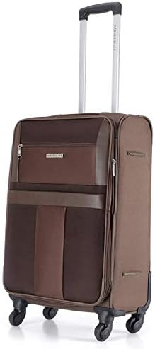 Nasher Miles Toledo Expander Soft-Sided Polyester Check-in Luggage Brown 24 inch |65cm Trolley Bag