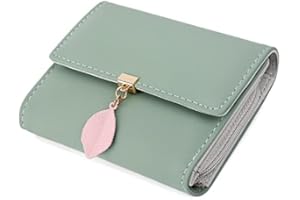 UTO RFID Wallet for Women PU Leather Leaf Pendant Card Holder Phone Checkbook Organizer Zipper Coin Purse