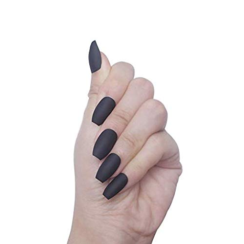 96Pcs Colorful Coffin Nails Full Cover Medium Ballerina Matte False Gel Nails Art Tips Sets (Caramel Macchiato)