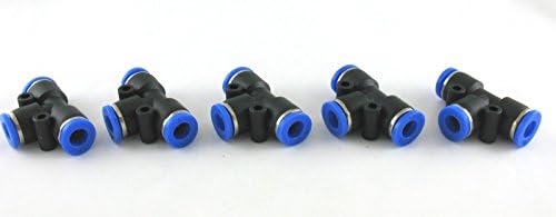 5pc Push In One Touch to Connect T Fittings1/4"- 1/4" OD MettleAir MTE1/4-1/4
