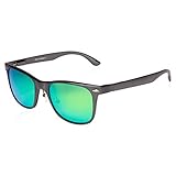 SUNGAIT Polarized Wayfarer Sunglasses for Men Women - Classic Full Metal Frame Style (Gunmetal Frame Green Lens)