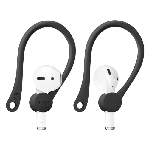 elago Ear Hooks Designed for AirPods Pro & 3, 2, 1, Anti-Slip Earbud Accessories, Comfortable Fit, Ergonomic Design, Durable TPU Construction, Perfect for Exercising [Black]