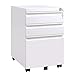 DEVAISE 3 Drawer Mobile File Cabinet with Lock, Metal Filing Cabinet Legal/Letter Size, Fully Assembled Except Wheels, White