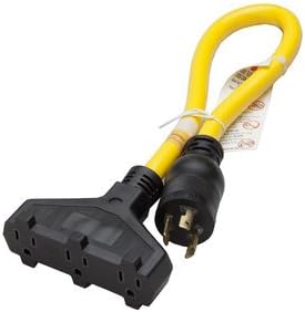 Raptor Tools RAP40506 2', 12/3 STOW Twist-to-Lock to U-Ground Triple Tap Adapter, NA