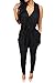 Pink Queen® Women Black/Grey V Neck Casual Harem Pants Jumpsuits Rompers