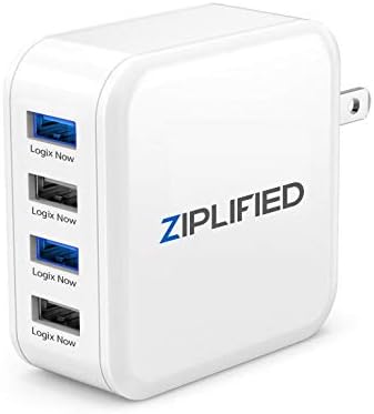Ziplified 4 Port 40W USB Wall Charger for iPhones, Samsung Galaxy and Other Standard USB Devices
