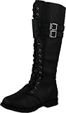 West Blvd Womens Manila Military Lace Up Combat Boots
