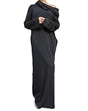 ZANZEA Women Plain Turtleneck Boat Neck Long Sleeve Party Kaftan Long Maxi Dress