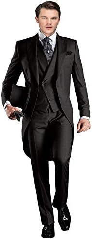 Wemaliyzd Men's Classic Fit 3 Pieces Tuxedo Suit Long Tail Jacket Waistcoat Pants