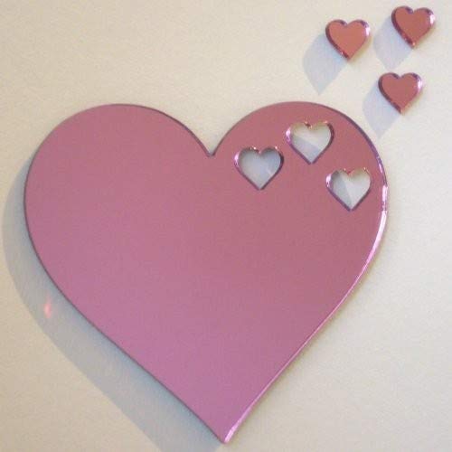Pink Hearts out of Heart Mirror 20cm x 18cm