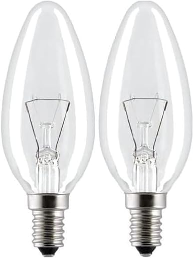 KAMAD Pack of 2 Dimmable Candle Light Bulb E14 SES Small Screw 40W Edison Cap 2700K 390LM 240V Clear Energy Class E