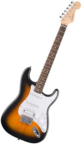 Squier by Fender Debut Collection HT HSS Stratocaster E-Gitarre, Laurel Griffbrett, Weißes Schlagbrett, 2 Tone-Sunburst