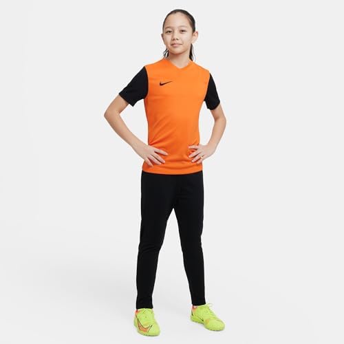 Unisex Kids Jersey Y NK DF Tiempo Prem II JSY SS, Safety Orange/Black/Black, DH8389-819, S