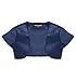BlackButterfly Kids Satin Short Sleeve Bolero Childrens Girls Shrug (Midnight Blue, 13-14 YRS)