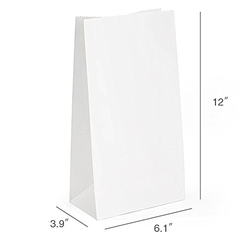 Halulu 50pcs Paper Lunch Bags, Bread Bags,Durable Kraft Paper Bags, Paper Snack Bags, Paper Grocery Bags(6.1x3.9x12, white) - Thumbnail 4
