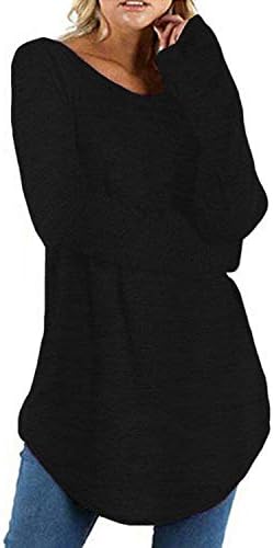 kenoce Womens Long Sleeve V-Neck Tunic Sweatshirt Tops Loose Long Jumper Pullover Causal T-Shirt Dress Oversized Blouses with Pocket
