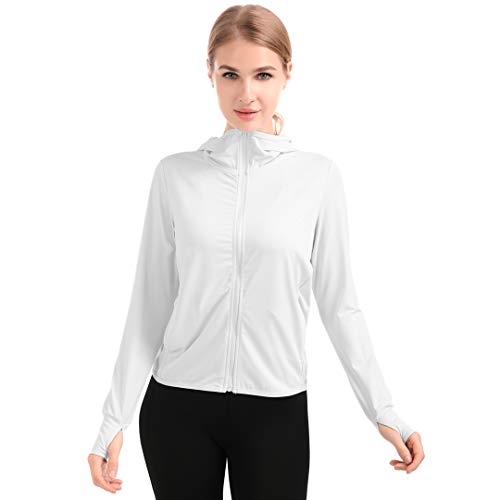 qualidyne Women’s UPF 50+ Sun Protection Jacket Hoodie Full Zip Cooling