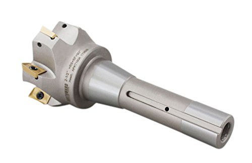Accusize Industrial Tools 2-1/2'' Cutting Diameter by 6-1/8'' Oal 90 Degree R8 Shank Indexable End Mill with 6 Apkt1604 Carbide Inserts, 0028-6907