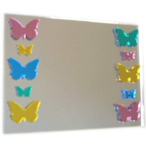 Sendmeamirror Mirror 30cm x 20cm with Six Large and Four Baby Coloured Butterfly Mirrors