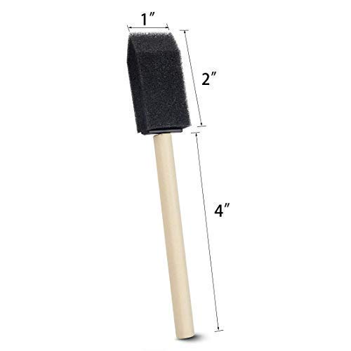 JMAF 1 inch Foam Sponge Wood Handle Paint Brush Set (30 PCS) - Lightweight, Durable and Great for Acrylics, Stains, Varnishes, Crafts, Art