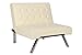 DHP Emily Accent Chair with Split-Back and Chrome Legs, Vanilla Faux Leather