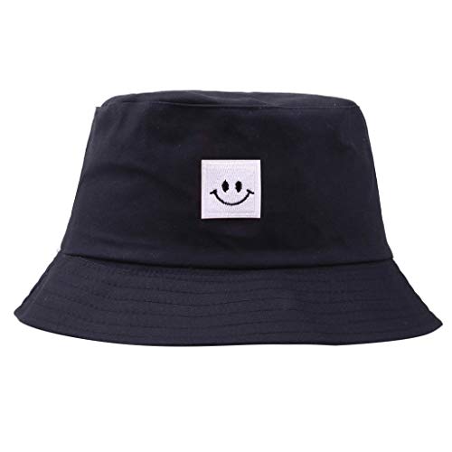 XGao Bucket Hats for Women, Bucket Hats for Men, Bucket Hat, Unisex Fisherman Hat Summer Outdoor Smile Face Printing Wearing Visor Folding Fishing Bucket Caps Foldable Outdoors Sun Cap (Navy) - Thumbnail 4