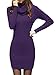 v28 Sweater Dress for Women Ribbed Knit Fitted midi Sexy Fall Winter Bodycon Cowl Neck Dresses (S,Purple)