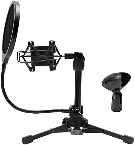 Yingyou 桌上マイクスタンドセット 三脚 折り畳み式 ショックマウント マイクホルダー ポップフィルター付き 安定性抜群 録音 生放送 Youtube ゲーム実況などに適応
