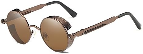 Coolsunny Retro Gothic Steampunk Sunglasses Metal Round Circle Frame Sunglasses CS0914 (Brown, 48)