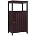 Homfa Bathroom Floor Cabinet Free Standing with Single Door Multifunctional Bathroom Storage Organizer Toiletries, Dark Brown
