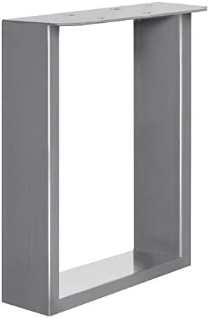 HOLZBRINK 1x Steel Table Leg 100x20 mm + Flat Bar Profile, Frame-Shaped 30x43 cm (11.8x17”), Pearl Dark Grey, HLT-02-A-AA-9023