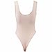 FEESHOW Women's Open Crotch Soft Smooth Bodysuit Leotard Top Teddy Lingerie Pink One size