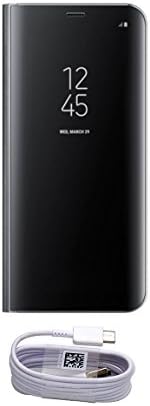 Galaxy S8+ S-View Flip Kickstand Cover (Black) With Type-C Cable, Samsung Official Genuine