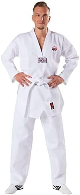 Taekwondo Suit Uniform Gi Kit with Belt by Athletics Gear | Polyester Cotton Blend, Light Weight, Taekwondo Suits for Kids, Men & Women (0000/100 cm)
