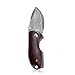 KUBEY Mini Folding Knife, Compact EDC and Gentleman's Pocket Knife with Wooden Handle for Camping Hunting and DIY (DM096)